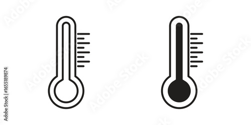 Thermometer Icons in Line Art Style Isolated on White Background