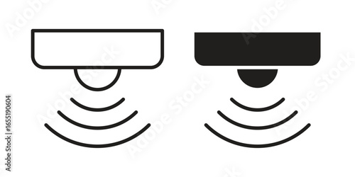 Motion Sensor Icons in Line Art with White Background