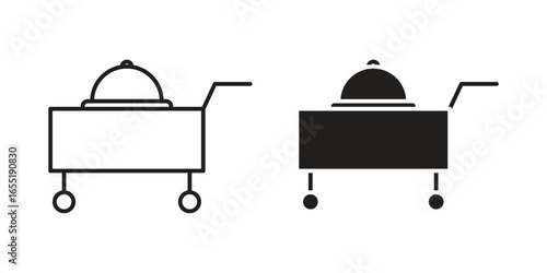 Food Service Cart Icons Isolated on White Background