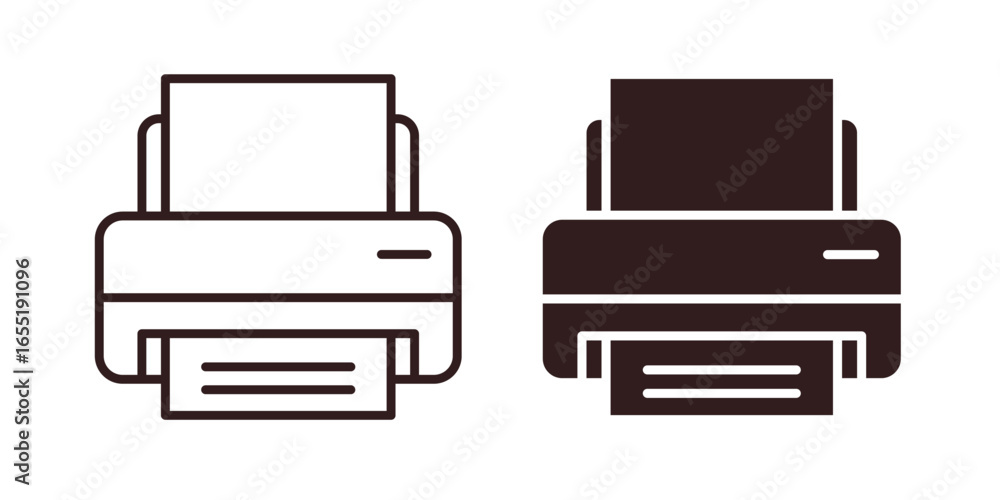 Printer Icons in Line Art with White Background Printer Icons in Line Art with White Background
