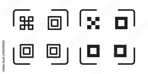 QR Code Scanner Icons Set Isolated on White Background