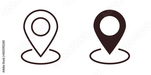 Location Pin Icons in Set with Outline Style Isolated on White Background