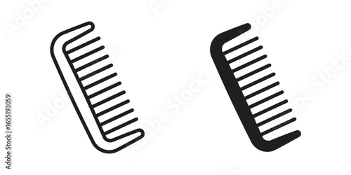 Hair Combs Set in Line Art Style Isolated on White Background
