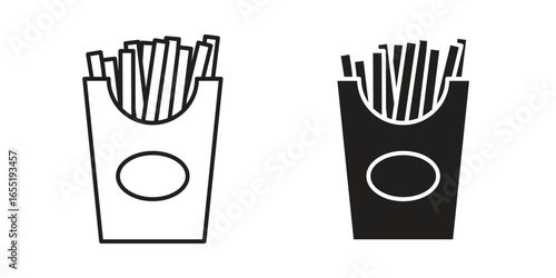 French Fries in Box, Isolated on White Background