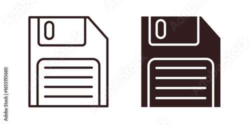 Floppy Disk Icons in Line Art Style isolated on white background