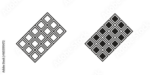 Chocolate Bar Icons in Line and Filled Styles Isolated on White Background