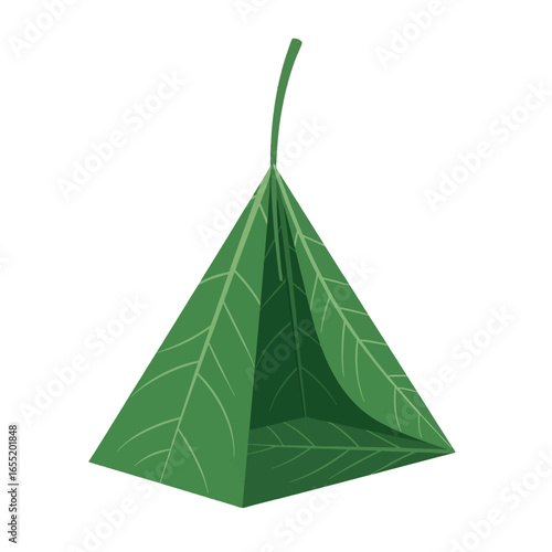 Green Leaf-Wrapped Pyramid Container