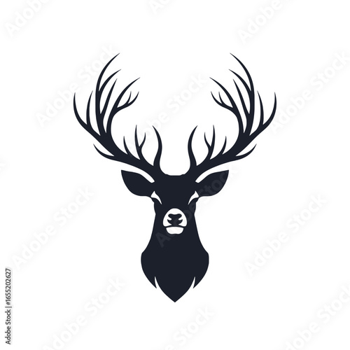 Silhouetted Deer Head with Antlers