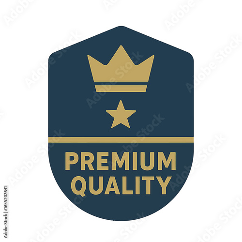 This emblem signifies premium quality and high standards in a stylish design. Modern flat vector sticker label with icon and badge style, transparent background