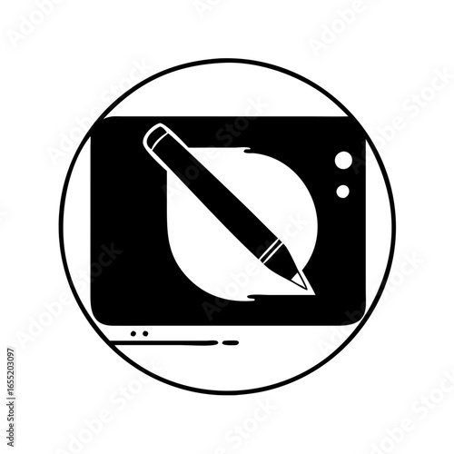 Vector art of digital tablet with stylus for drawing and writing icon