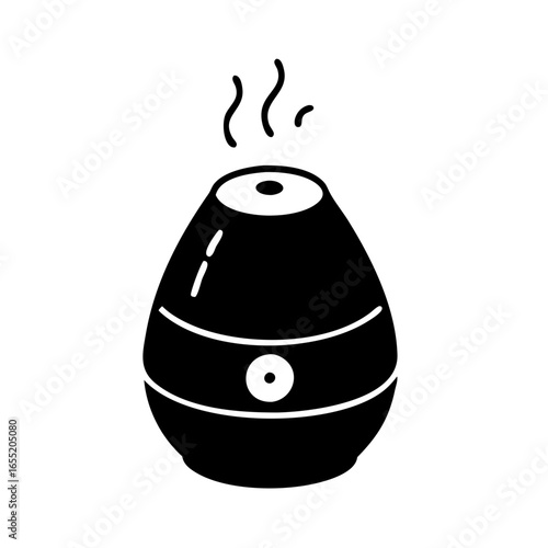 Vector art of black icon of a humidifier emitting steam  icon