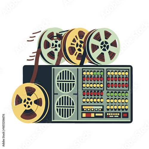Vintage Film Projector with Reels and Controls