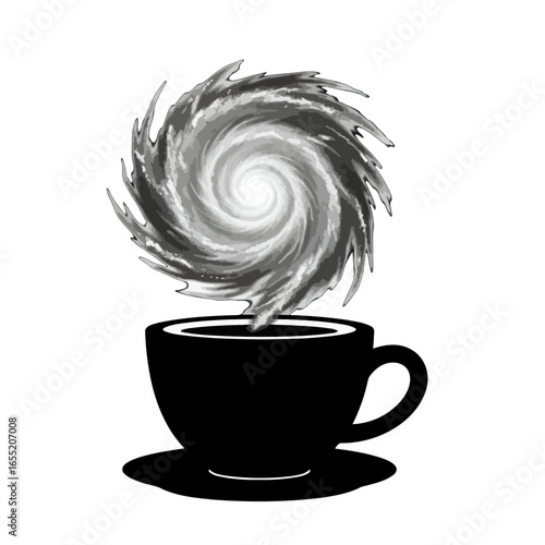 Abstract Coffee Cup with Cosmic Spiral Design
