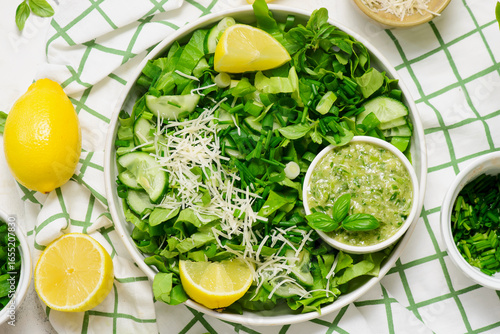 Fresh Green Goddess Salad with Cheese Lemon  Dressing