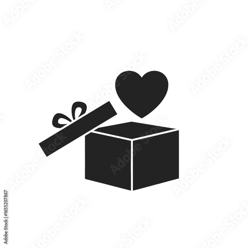 Open Gift Box with Floating Heart Icon