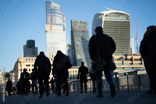 Photography Pedestrians walking on London Bridge at the City of London