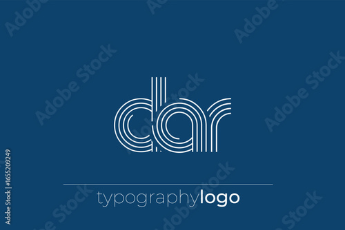 DAR modern geometric typography logo. Modern and stylish composition featuring a monochromatic typography logo illustration designed with intricate lines.