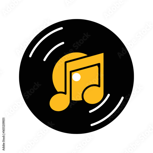 Retro Vinyl Record with Music Note Graphic