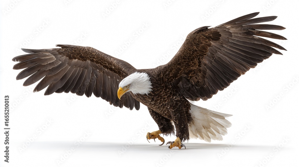 Fototapeta premium Majestic American Bald Eagle on White Background - Isolated Wildlife Photo