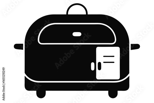 Modern Electric Instant Pot Appliance Illustration with Solid Black and White Design