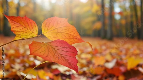 leaf textures to a blurred backdrop of more fallen foliage