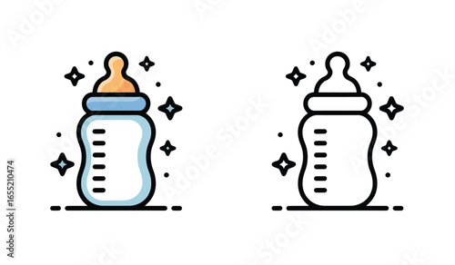 Delightful Baby Bottle Icons Baby Essentials and Minimalist Baby Care Designs