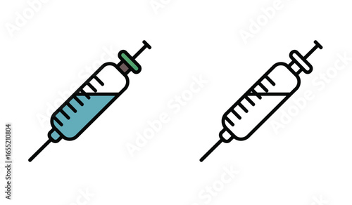 Vaccination injection icon, medical syringe illustration, health and medicine concept, vector design