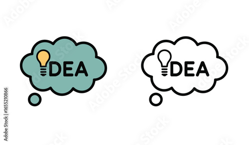 Cartoon Image of a Creative Idea Bubble with a Lightbulb and the Word IDEA