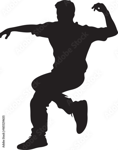 Man Dancing Silhouette Male Dance Performer Vector on Transparent Background