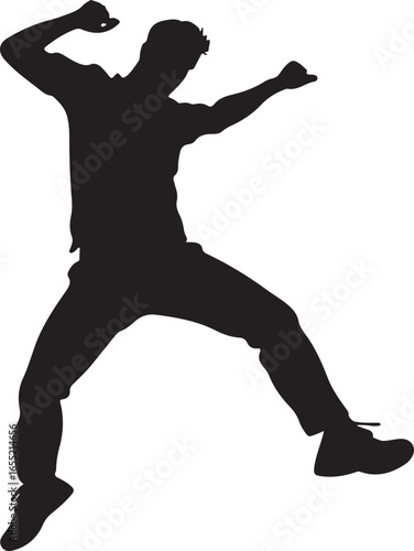 Man Dancing Silhouette Male Dance Performer Vector on Transparent Background