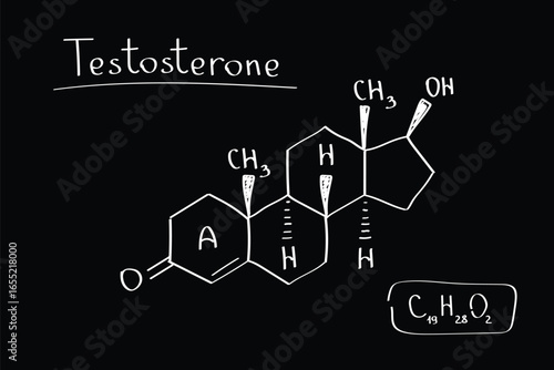 Testosterone Chemical Formula Illustration – Male Hormone Chalk Drawing
