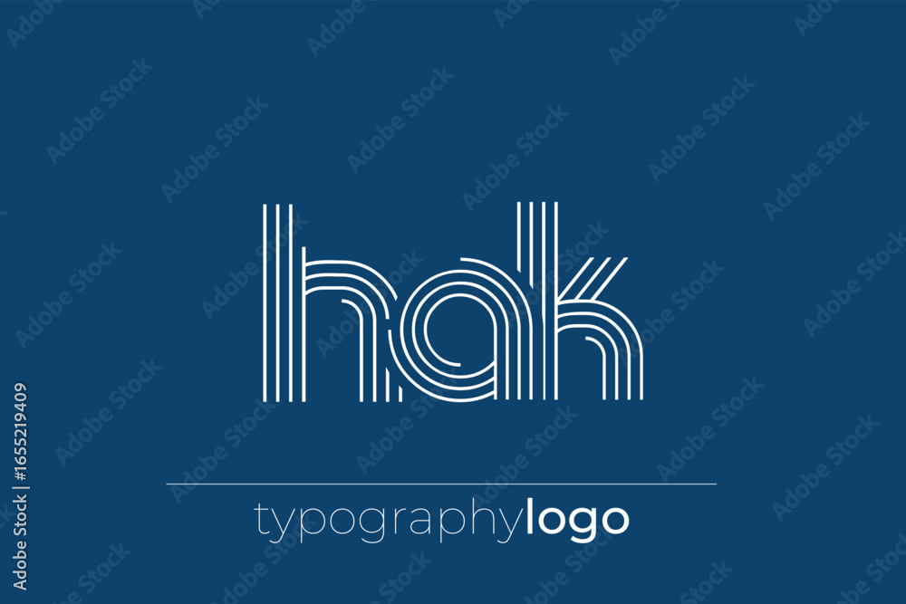 Fototapeta premium HAK modern geometric typography logo. Modern and stylish composition featuring a monochromatic typography logo illustration designed with intricate lines.