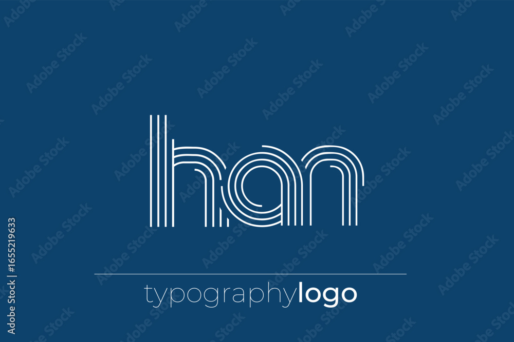 HAN modern geometric typography logo. Modern and stylish composition featuring a monochromatic typography logo illustration designed with intricate lines. HAN modern geometric typography logo. Modern and stylish composition featuring a monochromatic typography logo illustration designed with intricate lines.
