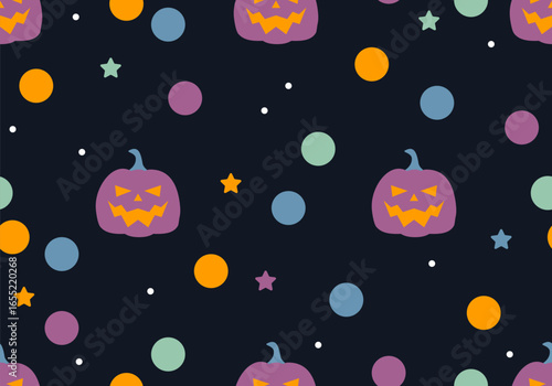 Seamless pattern with funny silhouettes of pumpkins. Seamless pattern with cute halloween pumpkins