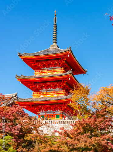 Wallpaper Mural Pagoda of Kiyomizu-dera buddhist temple in autumn, Kyoto, Japan Torontodigital.ca