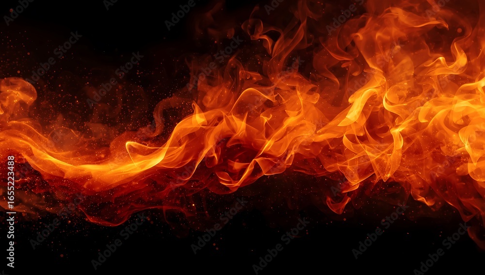 Fototapeta premium Fiery flames background orange and red hot fire wallpaper burning inferno abstract design for graphic projects