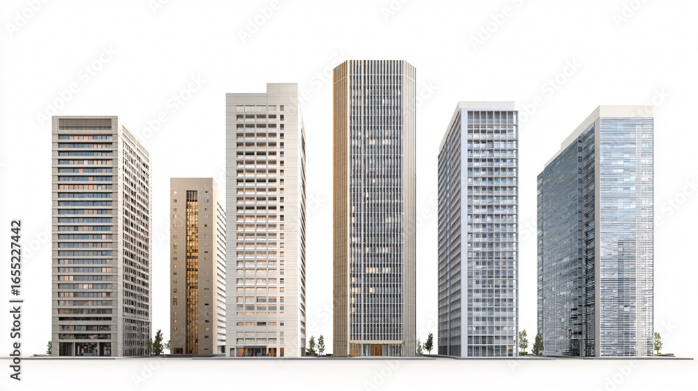 Modern Tall Office Buildings Isolated Collection: Urban Architecture, Corporate Skyscrapers, Cityscape Landmarks Modern Tall Office Buildings Isolated Collection: Urban Architecture, Corporate Skyscrapers, Cityscape Landmarks