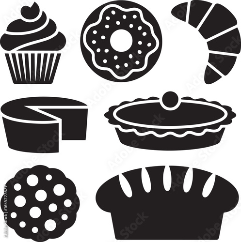 Assorted baked goods collection featuring sweet treats cupcake donut