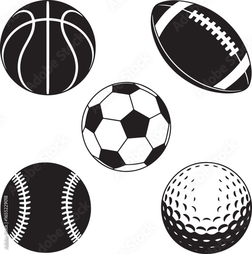 Basketball soccer football baseball golf balls vector
