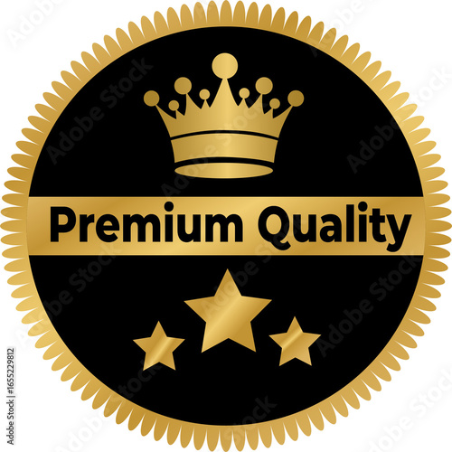 Premium Quality Badge PNG, Gold Seal Label, Luxury Guarantee Sticker Design