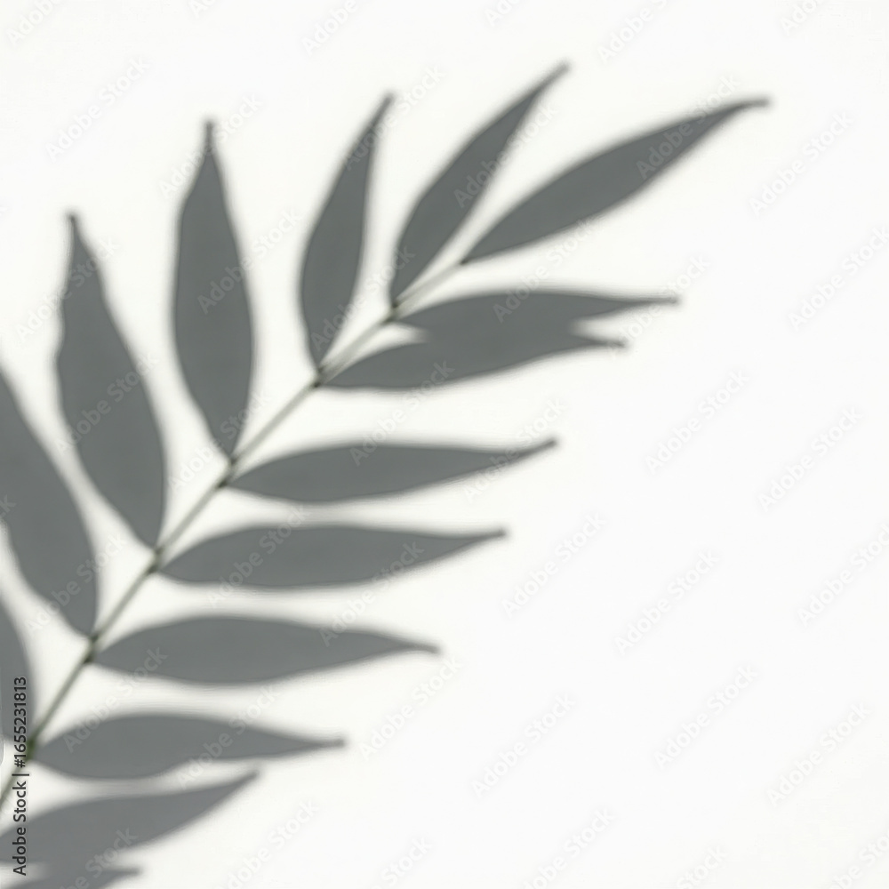 Obraz premium Elegant Shadow of a Leaf on a White Background, Perfect for Nature-inspired Design and Decor
