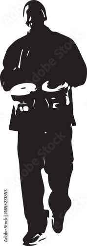 Black silhouette of a person playing bongo drums percussion musician
