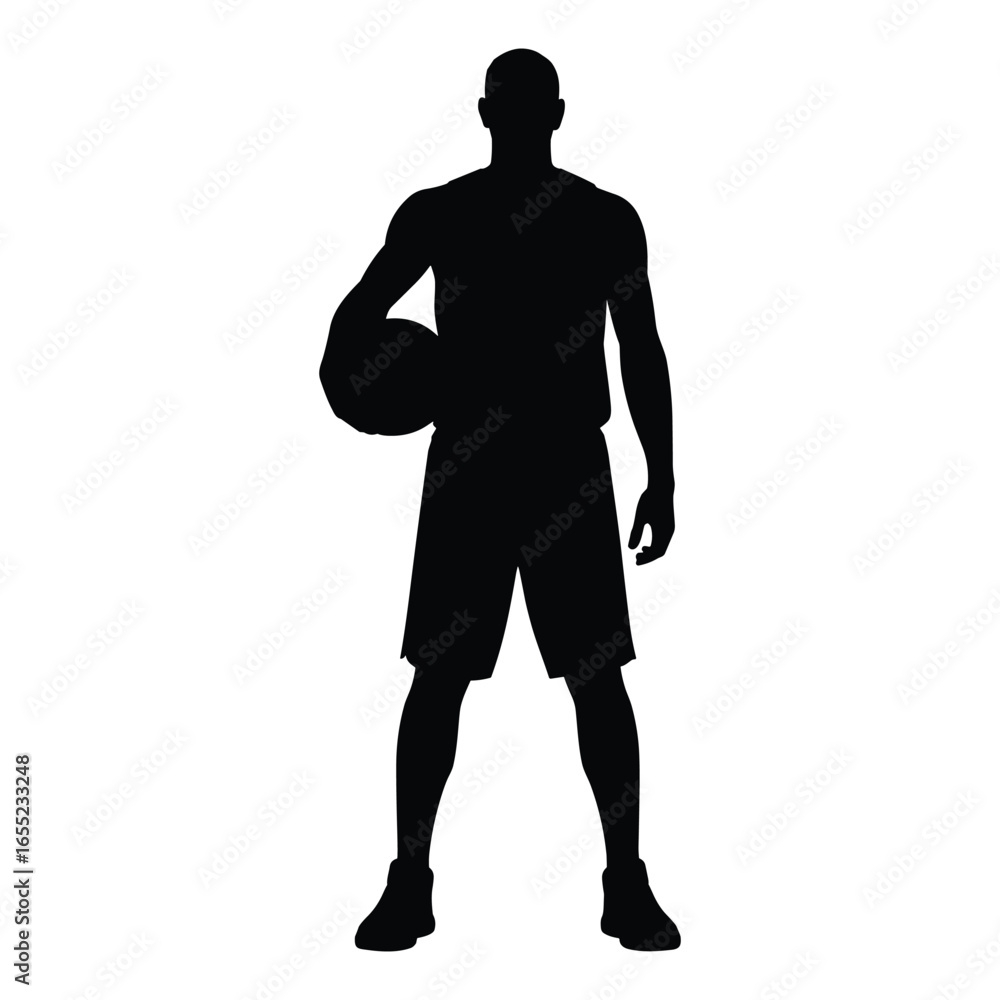 Fototapeta premium Basketball player holding ball silhouette