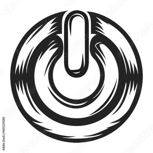 Stylized Power Button Icon in Black and White with Dynamic Line Work and Bold Design | Ai generated