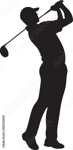 Golfing Player Silhouette Golf Player Swinging Vector on Transparent Background
