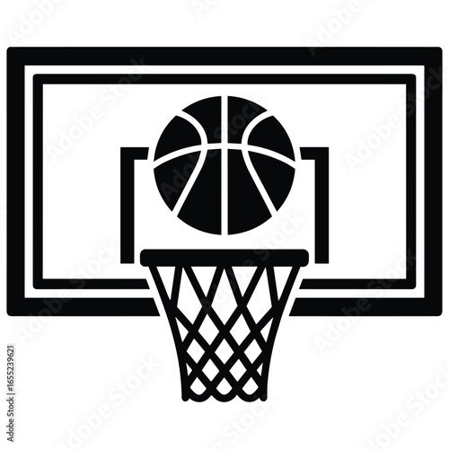 Basketball hoop and ball silhouette