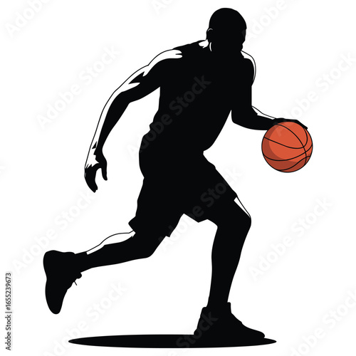 Dynamic basketball player silhouette in action silhouette