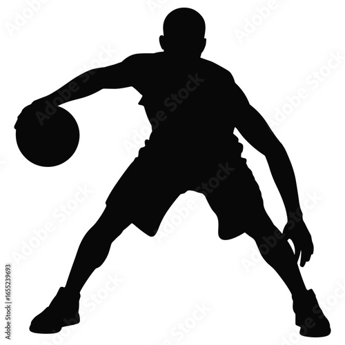 Basketball player dribbling silhouette