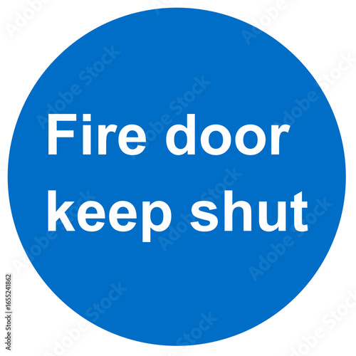 Canvas-taulu Transparent PNG file of blue and white vector graphic of a Fire door keep shut sign