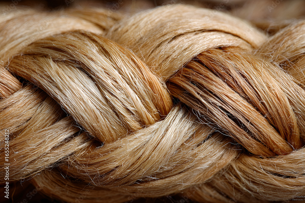 Fototapeta premium Close-up of abaca fiber weaving showcasing natural texture and sheen